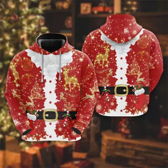 Discover 3D Christmas Hoodie – Unisex Holiday Pullover, Santa Print Cozy Winter Streetwea