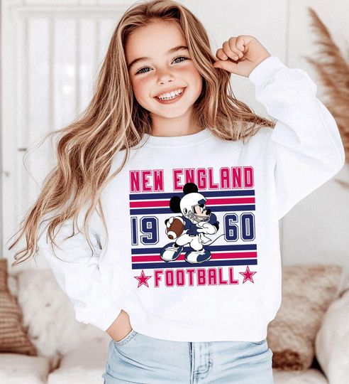 Discover Mickey New England Football Sweatshirt and Hoodie | Mickey Game Day Disney Kids Shirt | Sundays Fan Spirit Wear