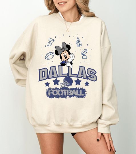 Discover Dallas Minnie Football Shirt  Disney Minnie Game Day Sweatshirt  Football Seasoon Dallas Hoodie for Women  Family Matching Dallas Fan Tee