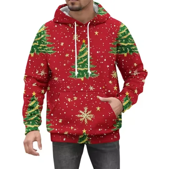 Discover Christmas Tree 3D Hoodie – Unisex Holiday Pullover, Santa Print Cozy Casual Wear