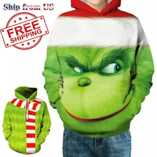 Discover The funny character Christmas 3D Printed Pullover Hoodie Hooded Sweatshirt Unisex Adult