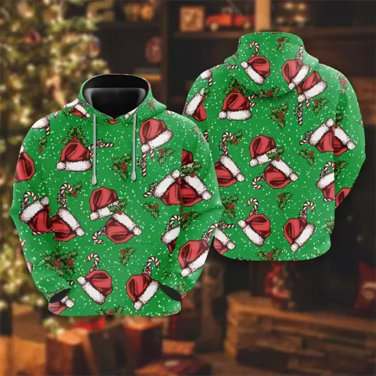 Discover Funny 3D Christmas Hoodie – Unisex Pullover, Santa Print Cozy Holiday Streetwear