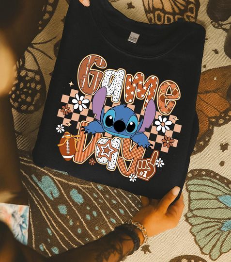 Discover Game Day Stitch Shirt and Sweatshirt  Cute Disney Stitch Football Fan Cartoon Tee