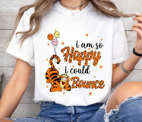 Discover Disney Winnie The Pooh Tigger I Am So Happy I Could Bounce Shirt, Animal Kingdom Tee, Magic Kingdom Shirt, Disneyland Trip Family Outfits