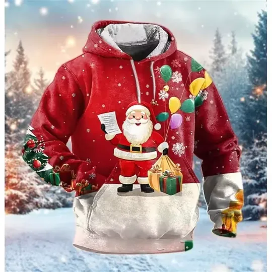 Joyful Christmas 3D Hoodie – Unisex Holiday Pullover, Cozy Winter Festive