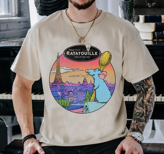 Discover Disney Pixar Ratatouille Over Look Paris T-Shirt, Vintage Remy Shirt, Disneyland Trip Family Matching Outfits, Magic Kingdom Shirt
