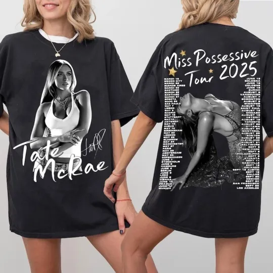 Discover Tate McRae Tour 2025 T-Shirt, Miss Possessive Double Sided Tee