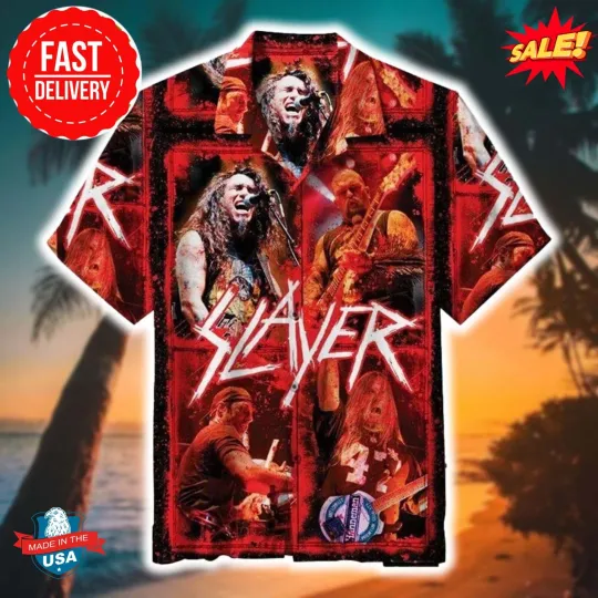 Discover Slayer Thrash Metal Band Summer 2025 Hawaiian Shirt And Beach Short