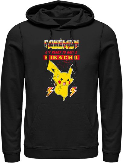 Discover Fifth Sun Men's PKM Get Ready to Battle Pika Retro Pull Over Hoodie
