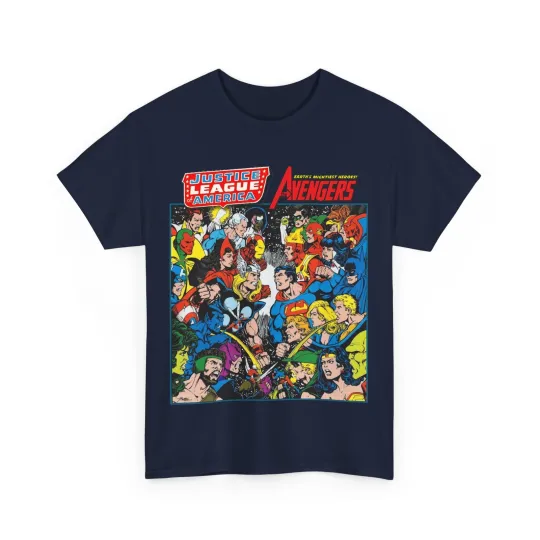 Justice League/Avengers T-Shirt - DC & Marvel Comics Art - George Perez - JLA