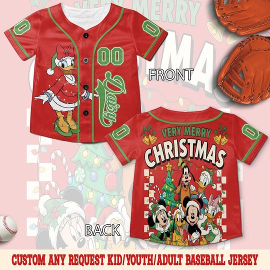 Discover Custom Disney Very Merry Christmas Baseball Jersey, Custom Disney Christmas All Characters, Disney Christmas, Christmas Group Jersey UN3402