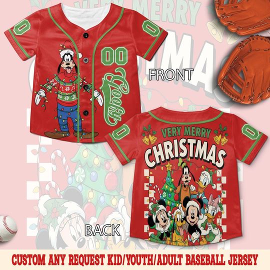 Discover Custom Disney Very Merry Christmas Baseball Jersey, Custom Disney Christmas All Characters, Disney Christmas, Christmas Group Jersey UN3402