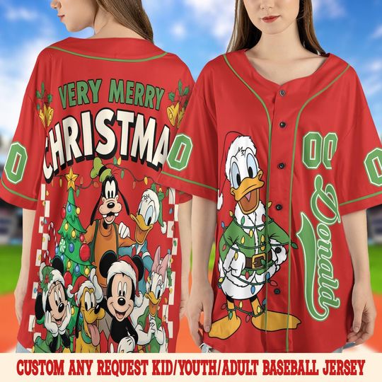 Discover Custom Disney Very Merry Christmas Baseball Jersey, Custom Disney Christmas All Characters, Disney Christmas, Christmas Group Jersey UN3402