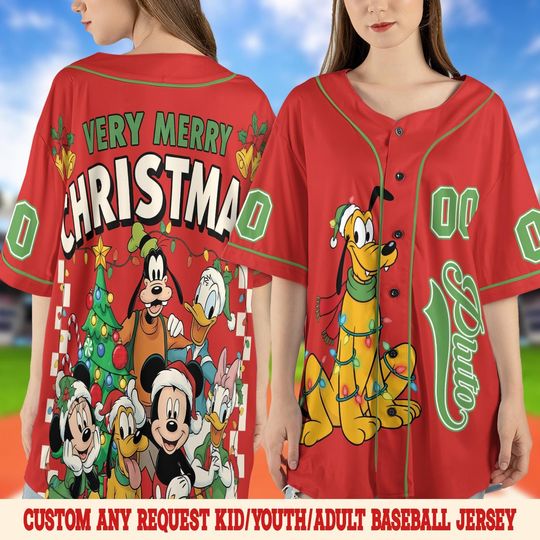 Discover Custom Disney Very Merry Christmas Baseball Jersey, Custom Disney Christmas All Characters, Disney Christmas, Christmas Group Jersey UN3402