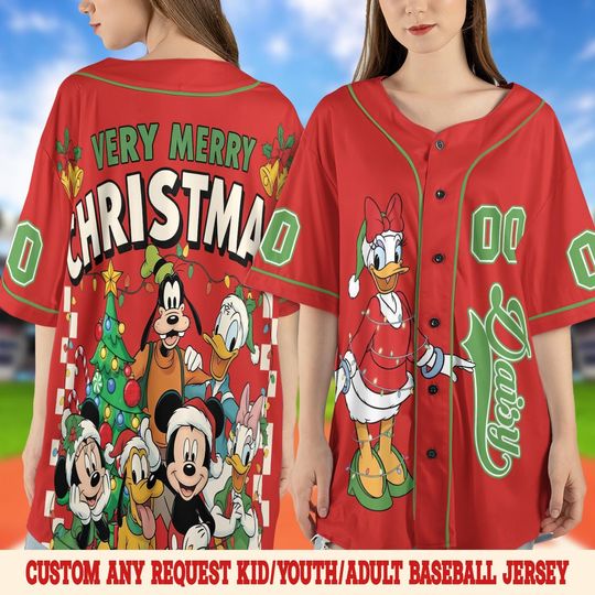 Discover Custom Disney Very Merry Christmas Baseball Jersey, Custom Disney Christmas All Characters, Disney Christmas, Christmas Group Jersey UN3402