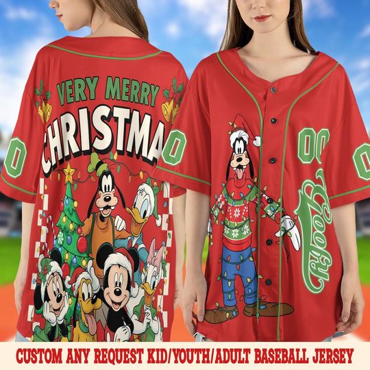 Discover Custom Disney Very Merry Christmas Baseball Jersey, Custom Disney Christmas All Characters, Disney Christmas, Christmas Group Jersey UN3402
