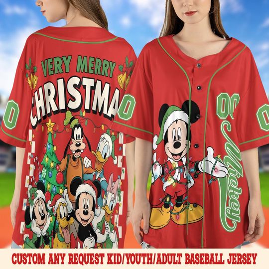 Discover Custom Disney Very Merry Christmas Baseball Jersey, Custom Disney Christmas All Characters, Disney Christmas, Christmas Group Jersey UN3402