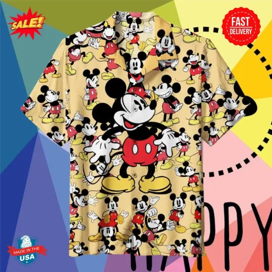 Discover Mickey Mouse Collage Art | Unisex Hawaiian Shirt
