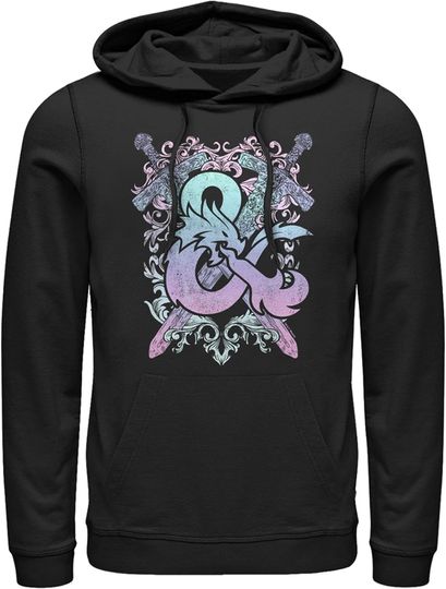 Fifth Sun Men's Dungeons & Dragons Pastel Rainbow Logo Pull Over Hoodie