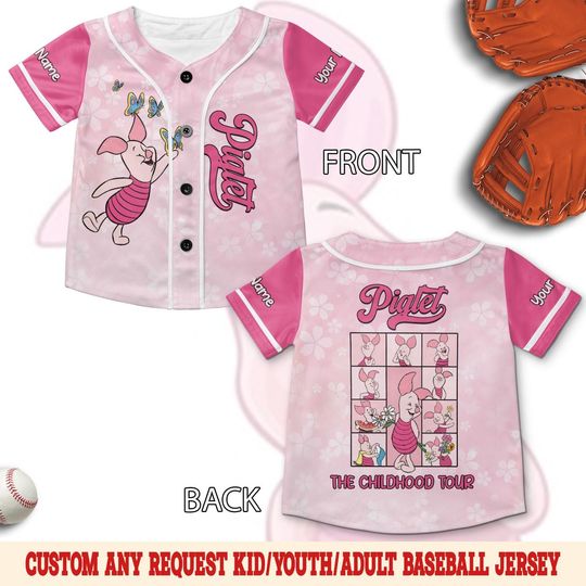 Discover Custom Disney Piglet Baseball Jersey, Winnie The Pooh Shirt, Personalized Disney Jersey, Disneyworld Gift for Fans, Birthday Shirt SLWK03