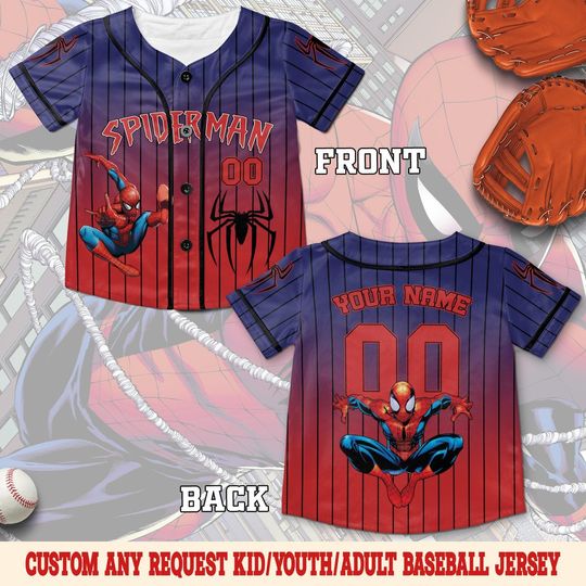 Discover Customized Spiderman Baseball Jersey, Custom Disney Jersey Spider Man Jersey Collection, Marvel Spiderman Lover Gift SLVS10