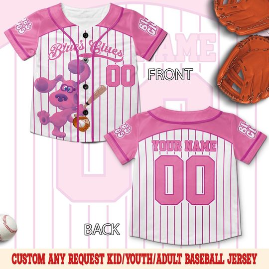 Discover Personalized Blue Clues Magenta Baseball Jersey/Pink Dog Magenta Birthday Girl Jersey/Baby Shower Birthday Gift/Blue Clues Shirt OHV305