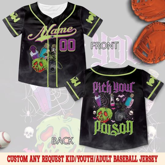 Discover Disney Pick Your Poison Baseball Jersey Unisex Team Shirt Custom Cosplay Outfit UN3331