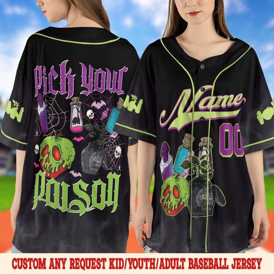 Discover Disney Pick Your Poison Baseball Jersey Unisex Team Shirt Custom Cosplay Outfit UN3331