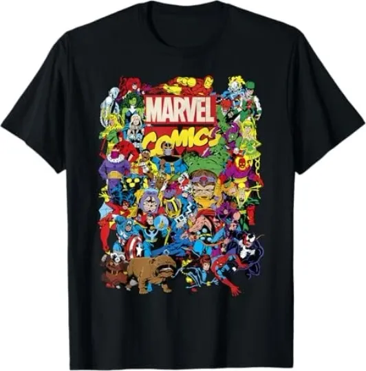 Discover Marvel Comics Retro Classic Avengers Heroes Group Shot T-Shirt Size S - 5XL