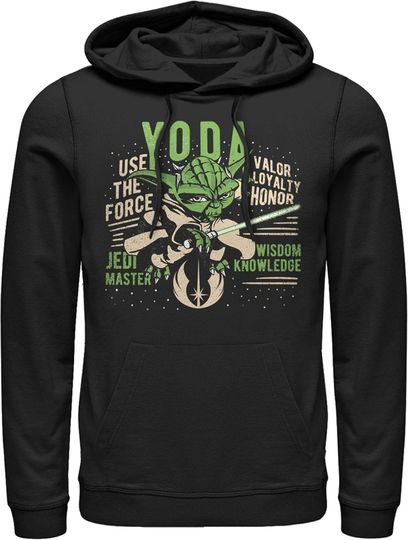 Discover Men's Star Wars: The Clone Wars Yoda Jedi Master Portrait Pull Over Hoodie