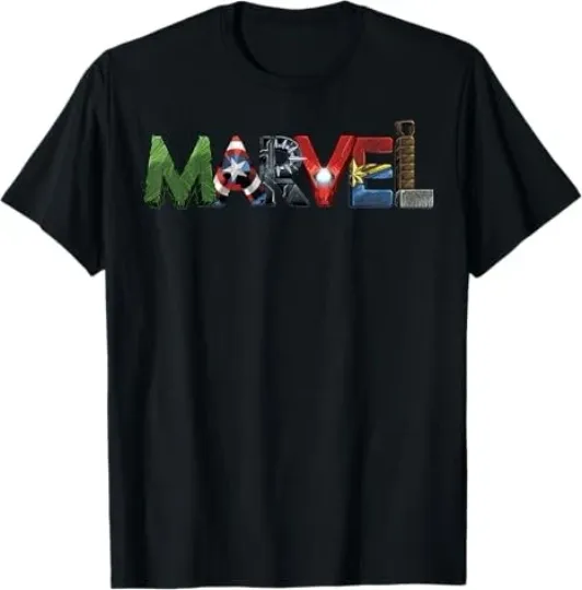 Discover Marvel Avengers Character Text Portrait T-Shirt Size S - 5XL