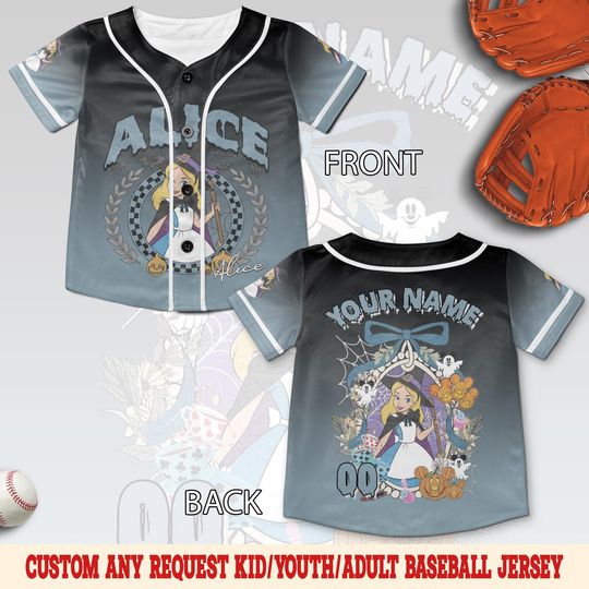 Discover Disney Personalized Alice In The Wonderland Baseball Jersey, Princess Alice And Cheshire Cat Baseball Jersey, Alice Baseball Shirt SL1U17