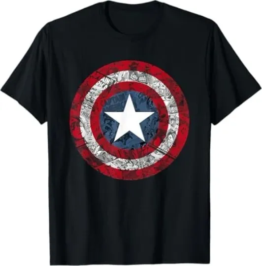Discover Marvel Captain America Avengers Shield Comic T-Shirt S - 5XL
