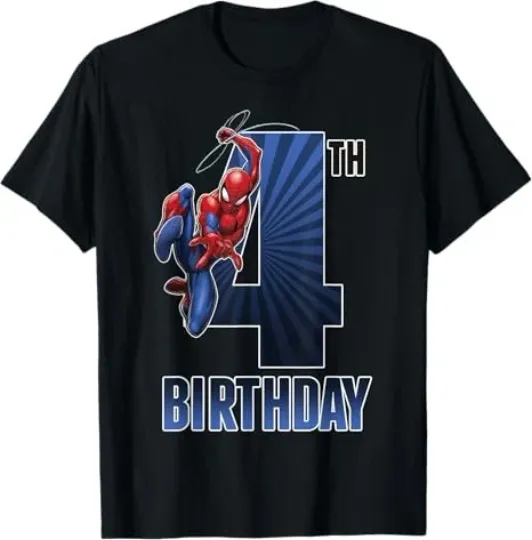 Marvel Spider-Man Swinging 4th Birthday Graphic T-Shirt