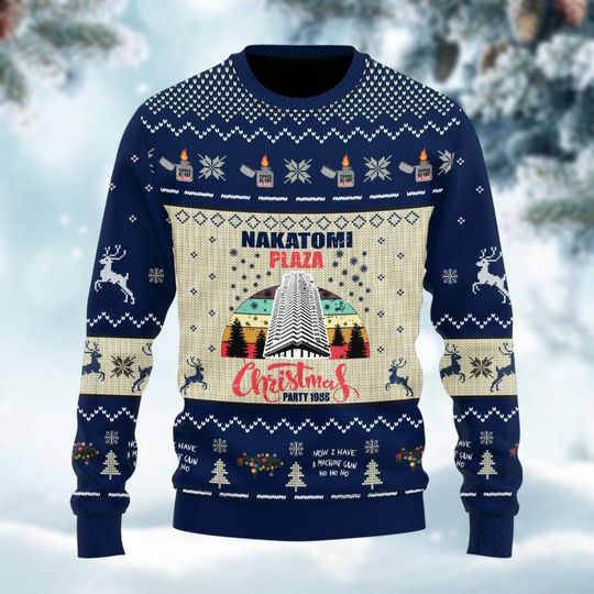 Discover Nakatomi Plaza Xmas Sweater, 1988 Movie Ugly Christmas Sweatshirt, 80s US Movie Funny Holiday Sweater