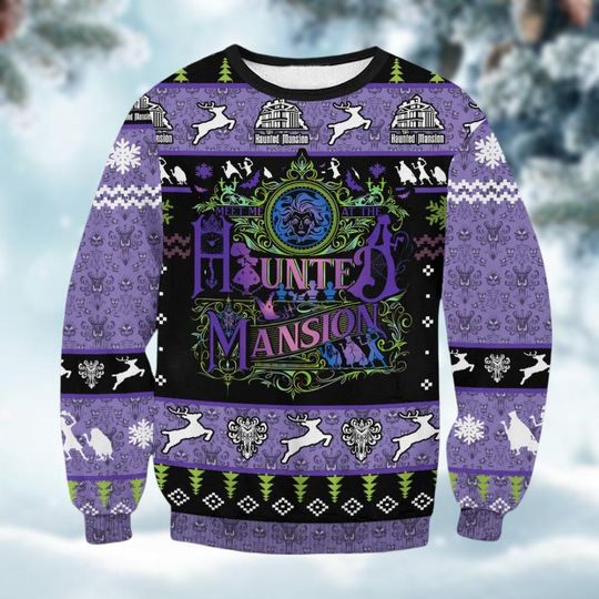 Haunted Mansion Ugly Sweater, Foolish Mortals Christmas Sweatshirt, Hitchhiking Ghosts Xmas Sweater, Horror Movie Gift