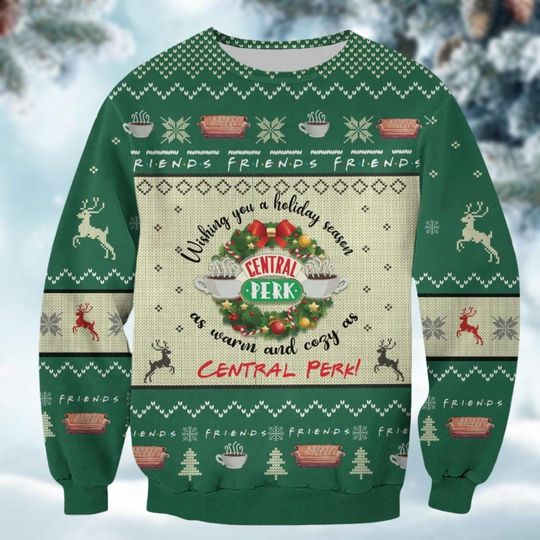 Friends Ugly Christmas Sweater, Central Perk Xmas Sweater, 90s Tv Show Christmas Sweatshirt, Funny Christmas Sweater, Winter Holiday