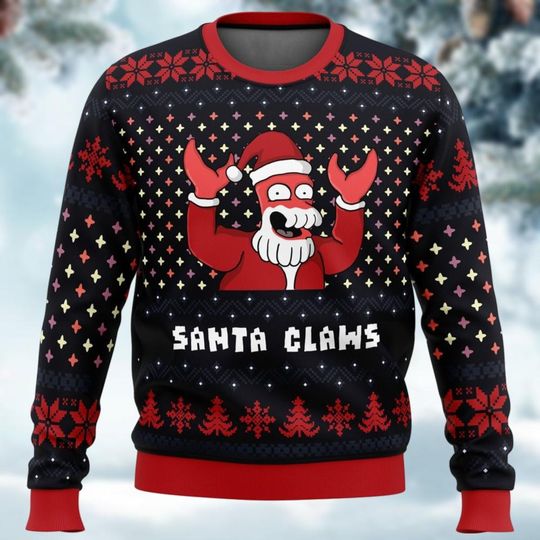 Discover Christmas Futurama Ugly Sweater, Philip J Fry Christmas Sweatshirt, Santa Claws Christmas Sweatshirt, Funny Christmas Gift