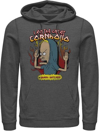 Men's Beavis and Butt-Head I Am the Great Cornholio Distressed Pull Over Hoodie