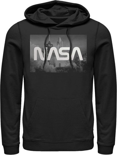 Fifth Sun Men's NASA Space Shuttle Blast Off Text Over Lay Pull Over Hoodie