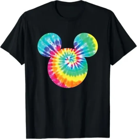 Discover Disney Mickey Mouse Icon Rainbow Tie-Dye Short Sleeve T-Shirt S - 5XL