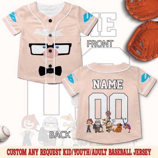 Discover Disney Up Movie Jersey, Pixar Up Characters Shirt, Disney Carl Birthday, Disney Ellie Baseball Jersey, Disney Carl And Ellie Shirt SL1U13