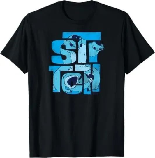 Discover Disney Stitch Modern Block Letter Logo T-Shirt Size S - 5XL