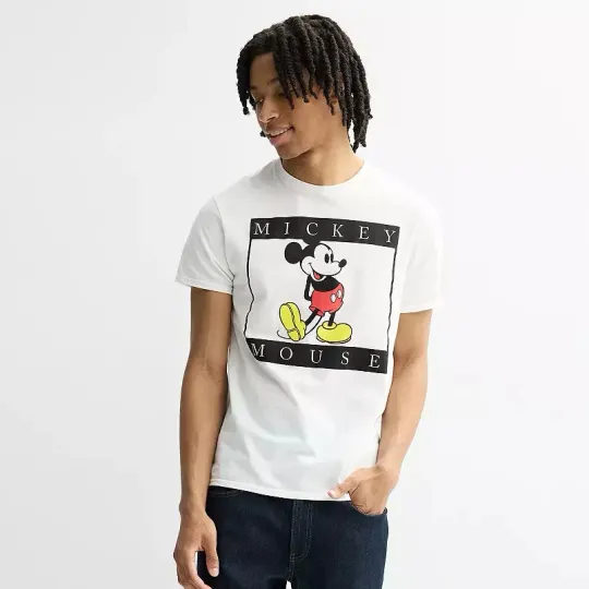 Discover Disney Mickey Mouse Black Frame Graphic White T-Shirt