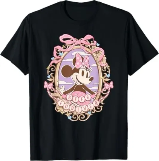 Discover Disney Minnie Mouse BFFS Forever Cute Pink Lace Portrait T-Shirt