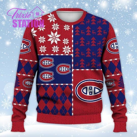 Discover MC Ugly Sweater Christmas, Ice Hockey Sweatshirt Pattern 3D All Over Print Hoodie, Shirt Xmas Full Print