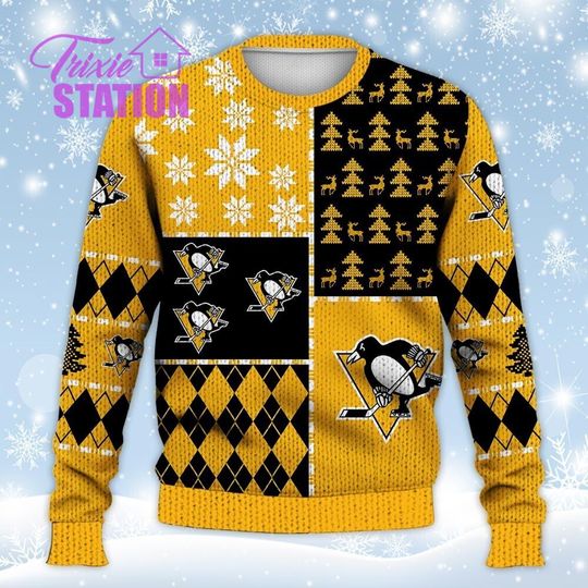 Discover PP Ugly Sweater Christmas, Ice Hockey Sweatshirt Pattern 3D All Over Print Hoodie, Shirt Xmas Full Print
