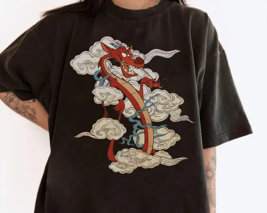 Discover Disney Mulan Mushu Dragon Black T-Shirt