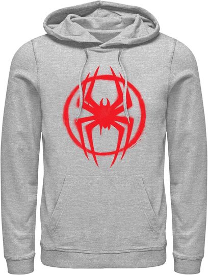 Discover Men's Spider-Man: Across the Spider-Verse Graffiti Red Logo Pull Over Hoodie