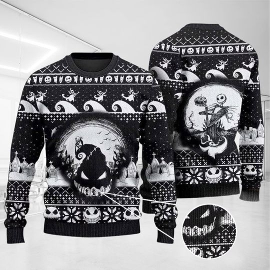 Discover Halloween Oogie Boogie Skellington Ugly Sweater, Nightmare Before Christmas Shirt, Horror Movie Merch, Disneyland Holiday Gift